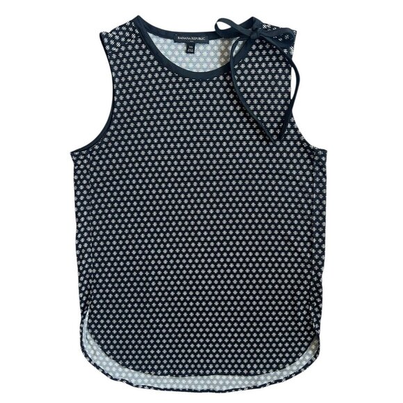 Banana Republic| Women's Black & White Print Shift Top Side Tie Accent XS - Picture 2 of 13